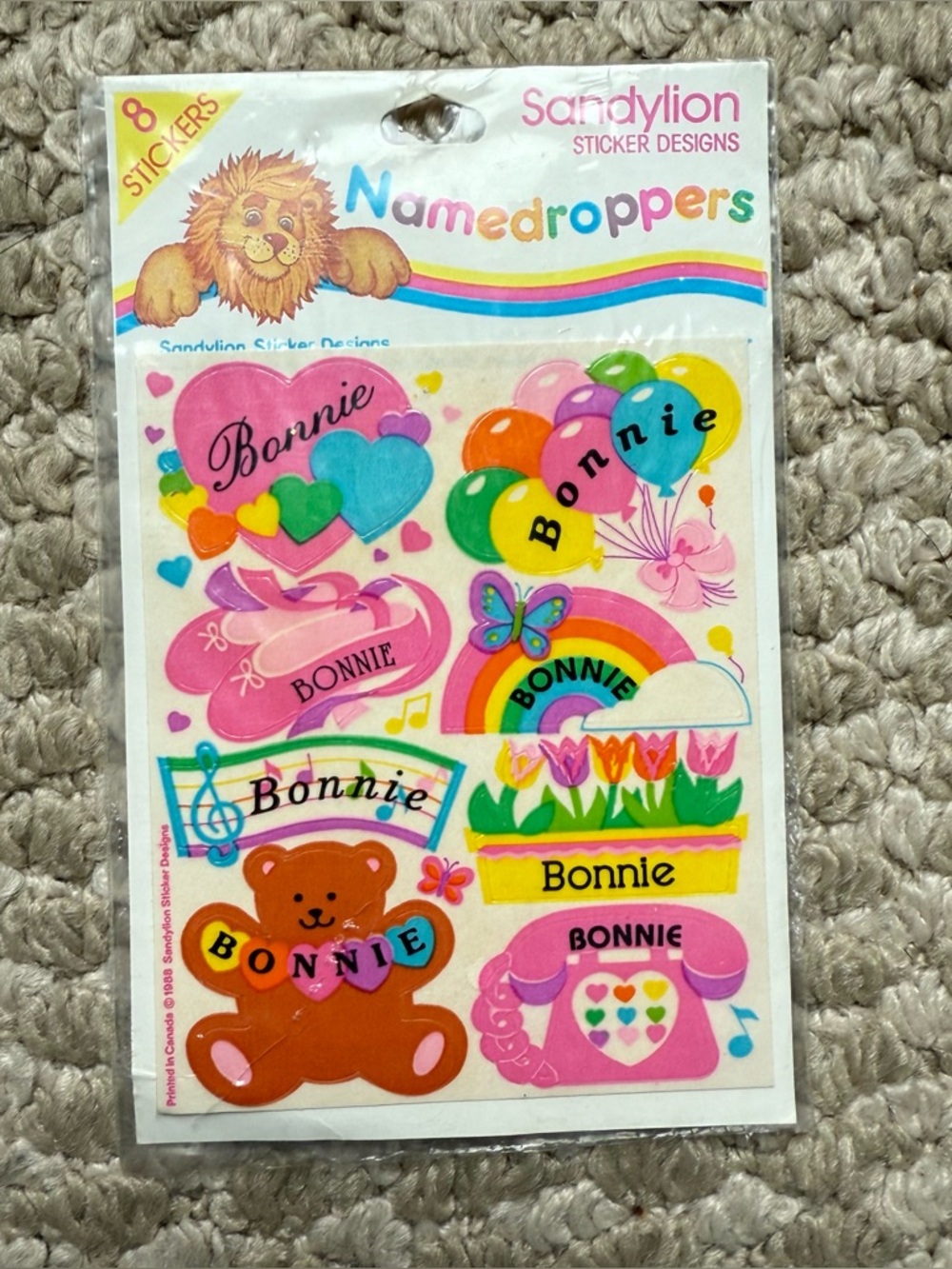💝 BONNIE vintage stickers Sandylion Namedroppers NIP 1988
